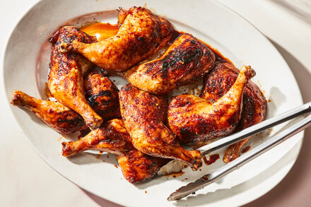 Cooking skin-on legs over moderate heat yields gorgeously charred skin and tender meat, Genevieve Ko writes.