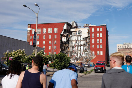 Emergency medical workers escorted more than a dozen people out of the six-story building and rescued eight others. No deaths were reported.