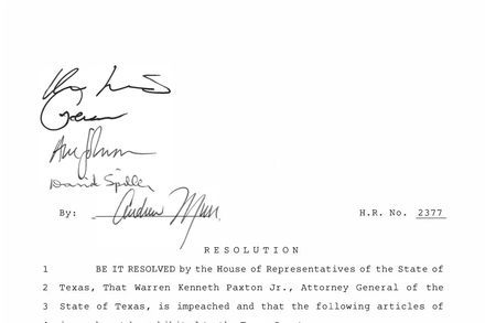 The 20 articles of impeachment against the Texas attorney general.
