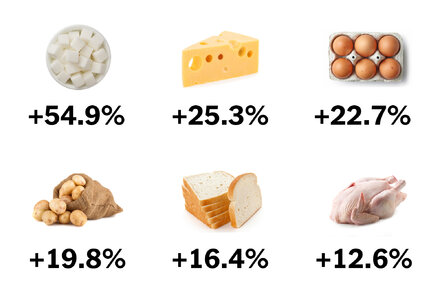 Agricultural and energy costs are falling, but basic items remain stubbornly expensive for consumers.