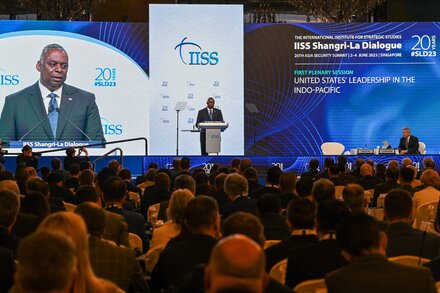 He said “risky intercepts” by Chinese planes in international airspace would not deter the United States and allies from patrolling, and he restated U.S. support for Taiwan.