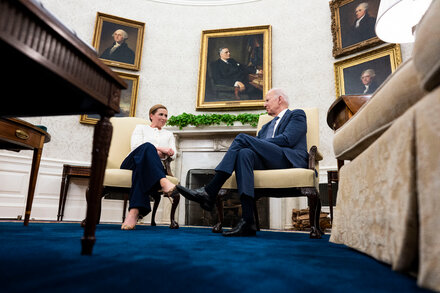 President Biden hosted Mette Frederiksen, the prime minister of Denmark, at the White House on Monday, and much of the discussion revolved around providing support to Kyiv.