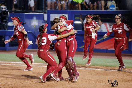 The Sooners became only the second team to claim three straight Division I softball titles and did so by ending the season on a record 53-game winning streak.