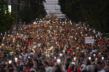 President Aleksandar Vucic, who has been the target of protests in Belgrade, has been playing up his role defending Serbs in Kosovo, where tensions still simmer.