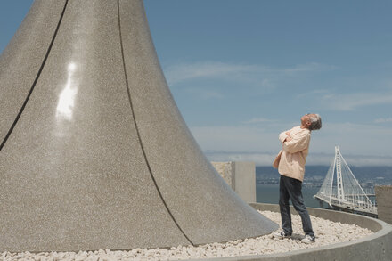 His sliver of an artwork, “Point of Infinity,” marks the start of the city’s Treasure Island Art Program.