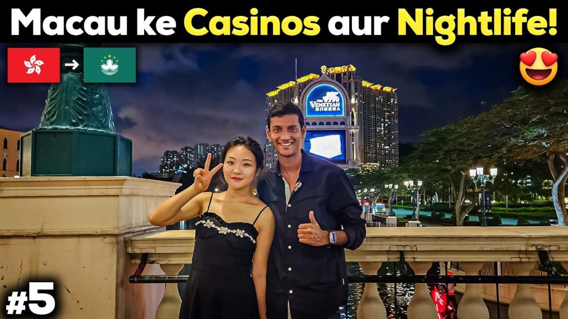 Macau Chinese casino & night life || Macau day trip from Hong Kong.